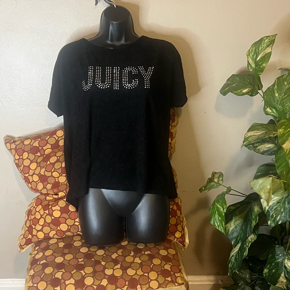 Juicy Couture Black T-Shirt with Rhinestone Logo
